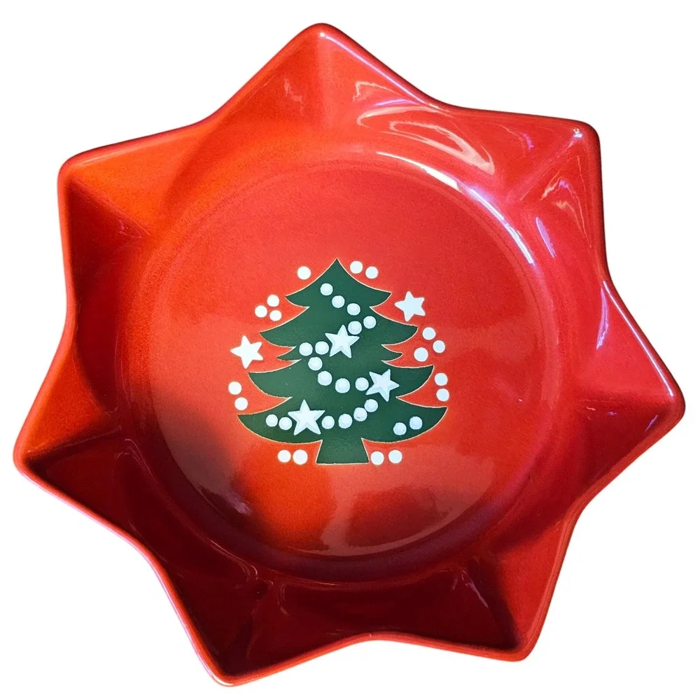 Waechtersbach Germany Red Star Christmas Tree Ceramic Serving Bowl 10